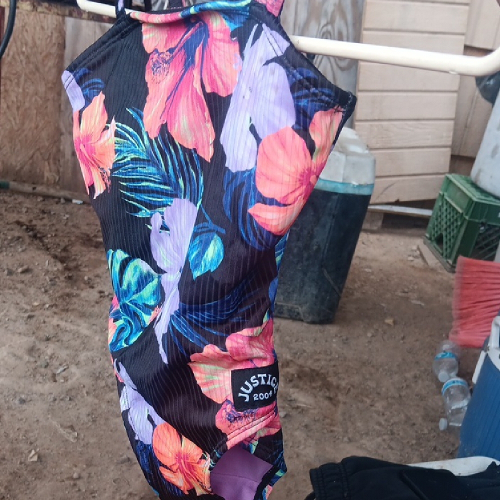 Justice Black and Purple One Piece Swimwear